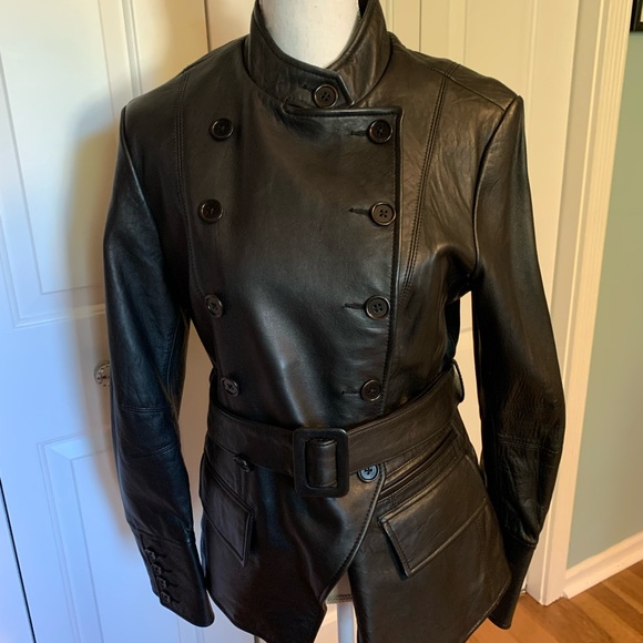 J. Peterman Black Leather Moto-Jacket US 10 Excellent Condition - Picture 2 of 8